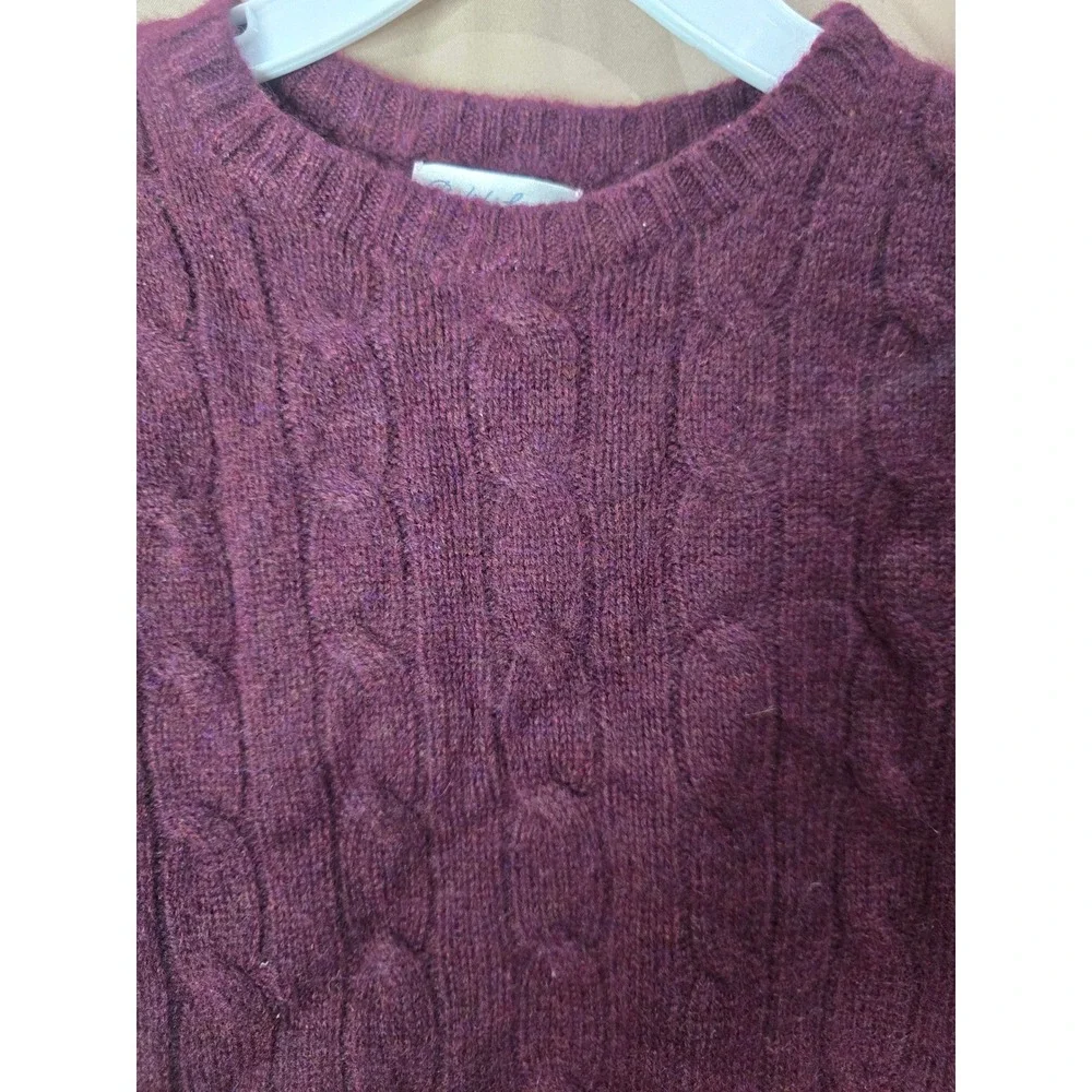 Ralph Lauren Toddler 18-24M Claret Wine Purple 100% Cashmere Cable Knit Sweater